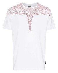 T-shirt girocollo stampata bianca e rossa di Marcelo Burlon County of Milan