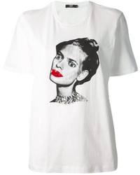 T-shirt girocollo stampata bianca e rossa di Markus Lupfer
