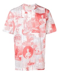 T-shirt girocollo stampata bianca e rossa di Marni