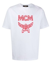 T-shirt girocollo stampata bianca e rossa di MCM
