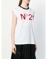 T-shirt girocollo stampata bianca e rossa di N°21