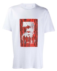 T-shirt girocollo stampata bianca e rossa di Neil Barrett