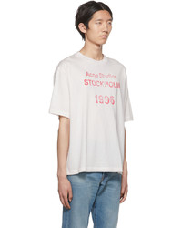 T-shirt girocollo stampata bianca e rossa di Acne Studios