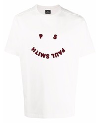 T-shirt girocollo stampata bianca e rossa di PS Paul Smith