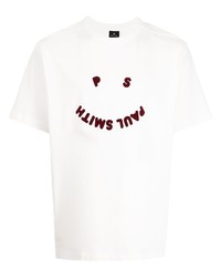 T-shirt girocollo stampata bianca e rossa di PS Paul Smith