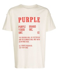 T-shirt girocollo stampata bianca e rossa di purple brand