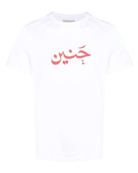 T-shirt girocollo stampata bianca e rossa di Qasimi