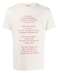 T-shirt girocollo stampata bianca e rossa di Raf Simons