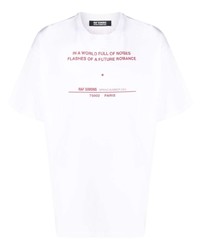 T-shirt girocollo stampata bianca e rossa di Raf Simons