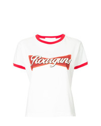 T-shirt girocollo stampata bianca e rossa di Roarguns
