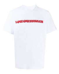 T-shirt girocollo stampata bianca e rossa di Sacai