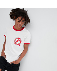T-shirt girocollo stampata bianca e rossa di Sacred Hawk