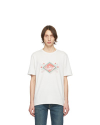 T-shirt girocollo stampata bianca e rossa di Saint Laurent