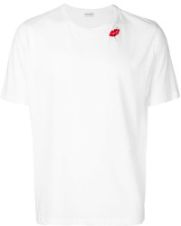 T-shirt girocollo stampata bianca e rossa di Saint Laurent