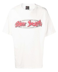 T-shirt girocollo stampata bianca e rossa di SAINT MXXXXXX