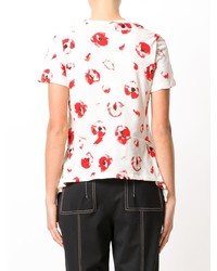 T-shirt girocollo stampata bianca e rossa di Proenza Schouler