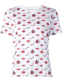 T-shirt girocollo stampata bianca e rossa di Sonia Rykiel