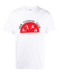T-shirt girocollo stampata bianca e rossa di Sporty & Rich