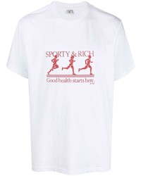T-shirt girocollo stampata bianca e rossa di Sporty & Rich