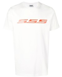 T-shirt girocollo stampata bianca e rossa di Sss World Corp