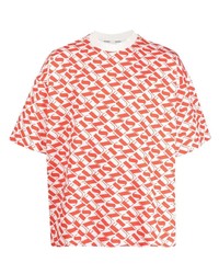 T-shirt girocollo stampata bianca e rossa di Sunnei