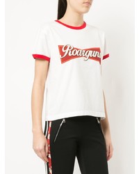 T-shirt girocollo stampata bianca e rossa di Roarguns