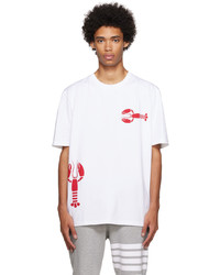 T-shirt girocollo stampata bianca e rossa di Thom Browne