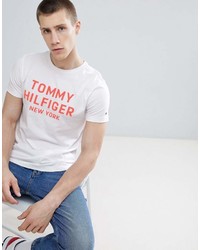 T-shirt girocollo stampata bianca e rossa di Tommy Hilfiger