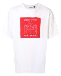 T-shirt girocollo stampata bianca e rossa di Undercover
