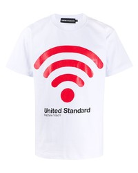 T-shirt girocollo stampata bianca e rossa di United Standard