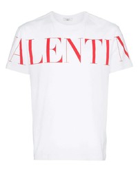 T-shirt girocollo stampata bianca e rossa di Valentino