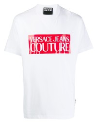 T-shirt girocollo stampata bianca e rossa di VERSACE JEANS COUTURE