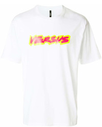 T-shirt girocollo stampata bianca e rossa di Versus