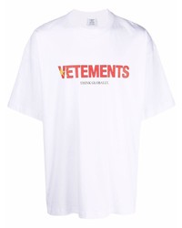 T-shirt girocollo stampata bianca e rossa di Vetements