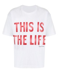 T-shirt girocollo stampata bianca e rossa di VISVIM