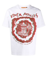T-shirt girocollo stampata bianca e rossa di Vyner Articles