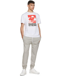 T-shirt girocollo stampata bianca e rossa di MAISON KITSUNÉ
