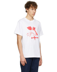 T-shirt girocollo stampata bianca e rossa di Dime
