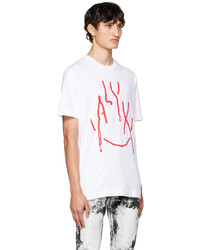 T-shirt girocollo stampata bianca e rossa di 1017 Alyx 9Sm