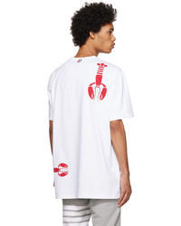 T-shirt girocollo stampata bianca e rossa di Thom Browne