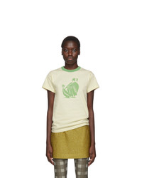 T-shirt girocollo stampata bianca e verde