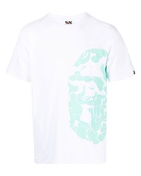 T-shirt girocollo stampata bianca e verde di A Bathing Ape