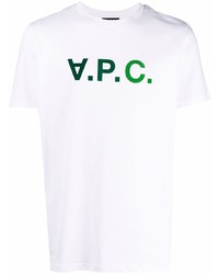 T-shirt girocollo stampata bianca e verde di A.P.C.