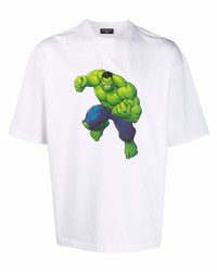 T-shirt girocollo stampata bianca e verde di Balenciaga