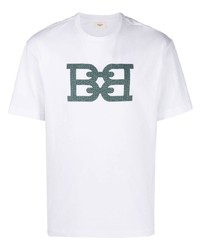 T-shirt girocollo stampata bianca e verde di Bally