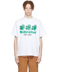 T-shirt girocollo stampata bianca e verde di Brain Dead