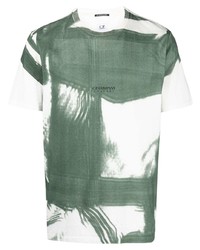 T-shirt girocollo stampata bianca e verde di C.P. Company