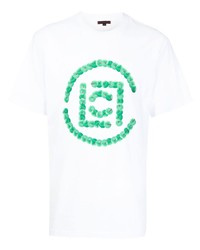 T-shirt girocollo stampata bianca e verde di Clot