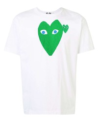 T-shirt girocollo stampata bianca e verde di Comme Des Garcons Play