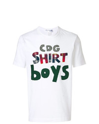 T-shirt girocollo stampata bianca e verde di Comme Des Garçons Shirt Boys